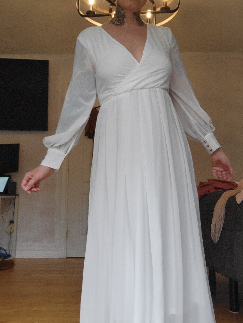 Baltic Born White Long Sleeve Maxi Dress